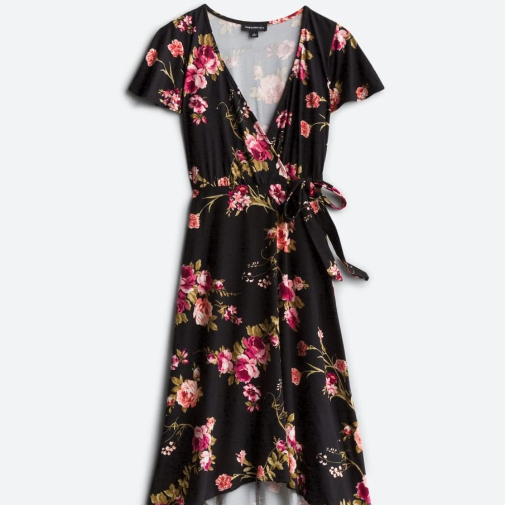 FORTUNE + IVY Faux Wrap Brushed Knit Maxi Dress